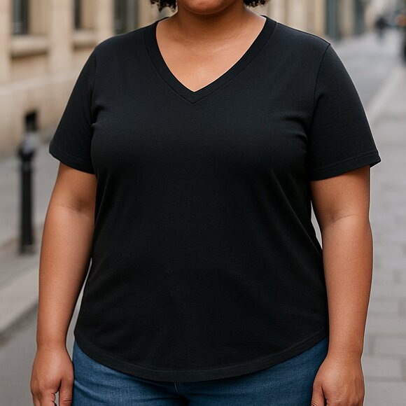 GAP Black V-Neck Modal Blend Tee (Women's XXL) - Picture 1 of 8